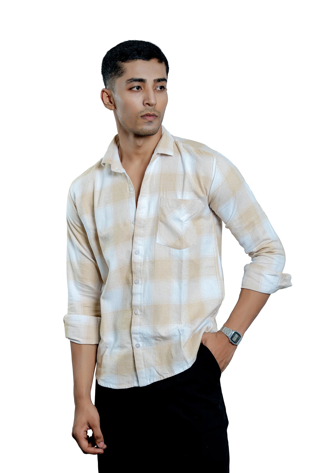 Soft Sand Flannel Check Shirt