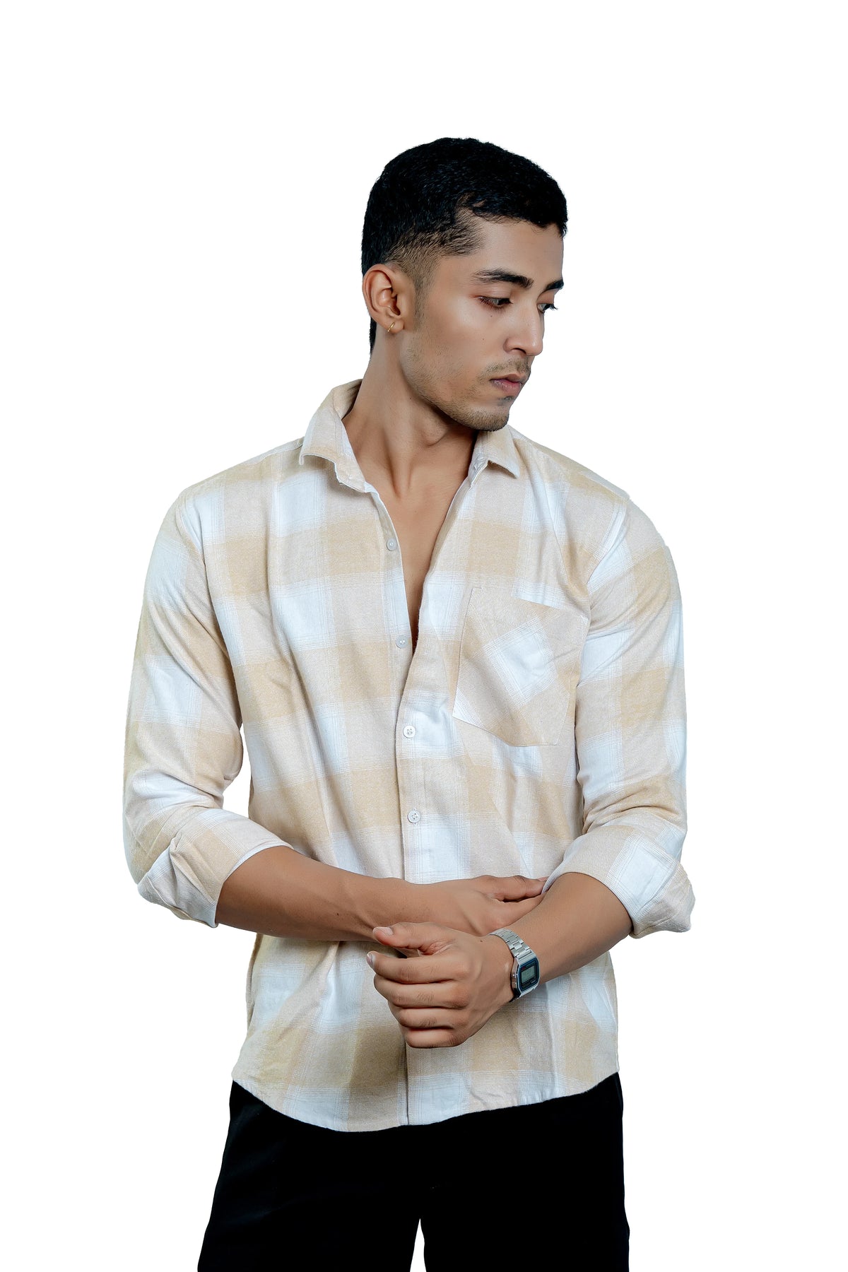 Soft Sand Flannel Check Shirt