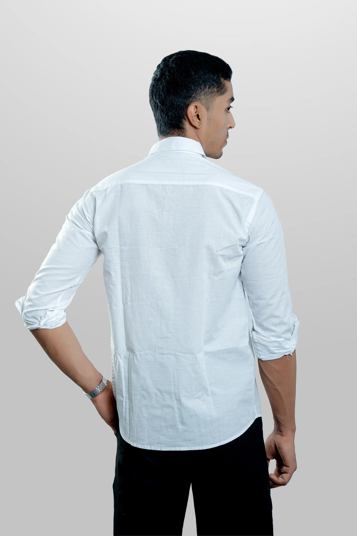 Men's Classic White Linen Blend Casual Shirt