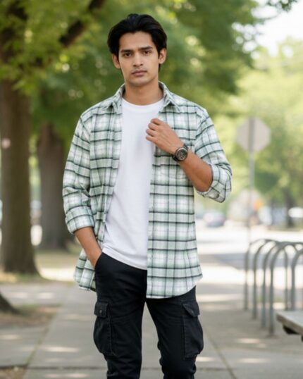 Forest Mist Plaid Flannel Shirt